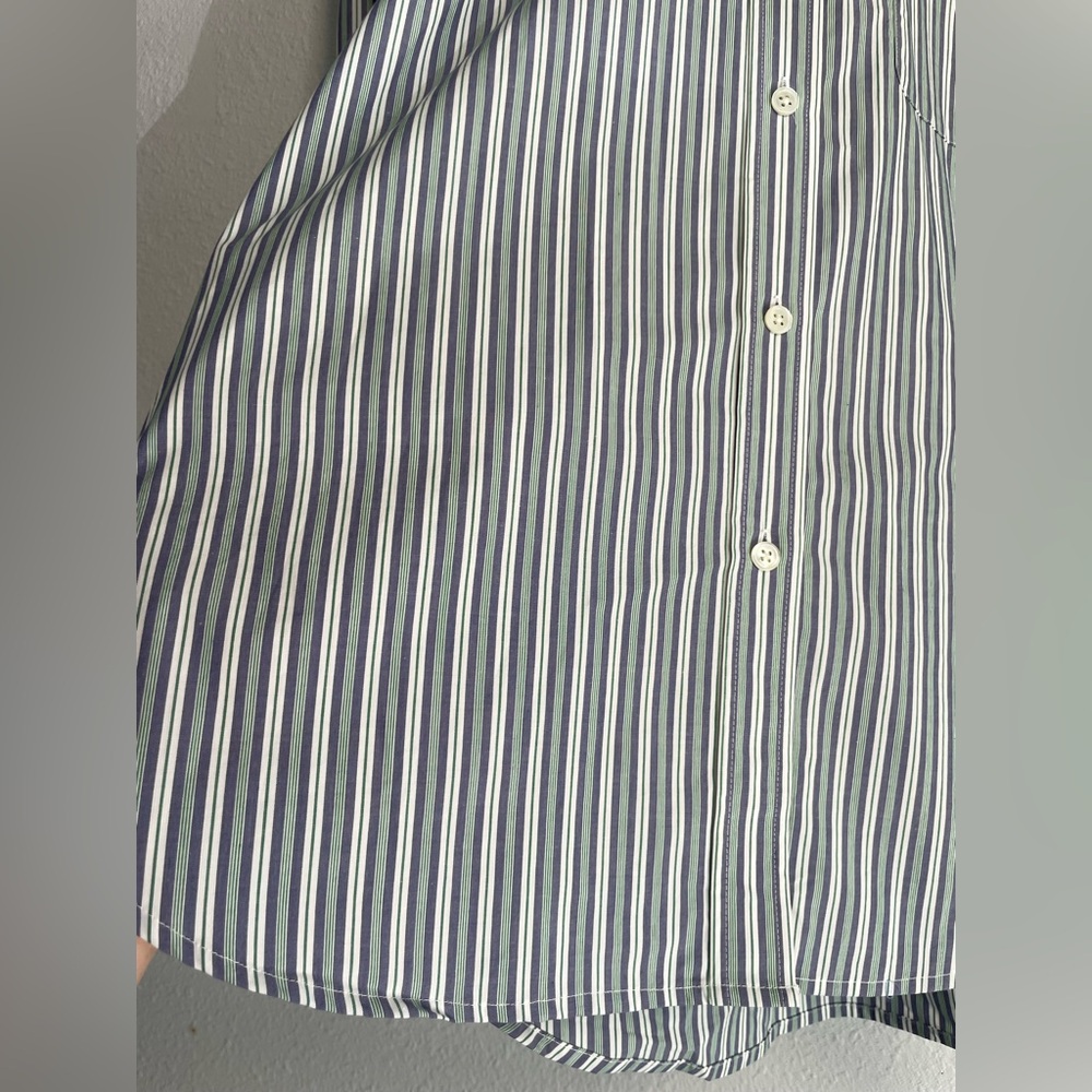 Rails Janae Bank Stripe Blue and Green Cotton Balloon Sleeve Shirt Size Large - Picture 12 of 13